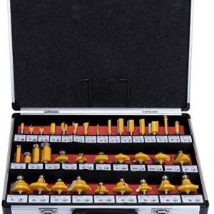 HSEAMALL 35PCS Router Bits Set,6.35mm 1/4 inch Shank TCT Tungsten Carbide Tipped Router Bit Set,Woodwooking Router Cutters
