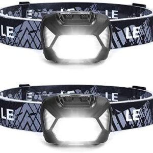 LE Head Torch, [2 Pack] Super Bright 1300L LED Headlamp with 6 Lighting Modes, Waterproof, Battery Powered LED Lightweight Headlight for Cycling Running Camping for Kids Adults