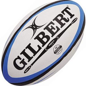 Gilbert Omega Match Rugby Ball - White/Blue - size Size 5