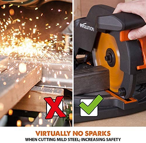 Evolution Power Tools 046-0001A R210CMS Compound Saw with Multi-Material Cutting, Bevel, 45 Degree Mitre, 3-Year Warranty, 1200 W, 230 V-Domestic - Image 12