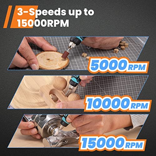 4V Cordless Rotary Tool with 72 Accessories, GoGonova 3 Variable Speeds, Rechargeable Multi Tool, Perfect for Grinding, Polishing, Wood Curving&Engraving, Soft Metal Drilling&Cutting. - Image 3