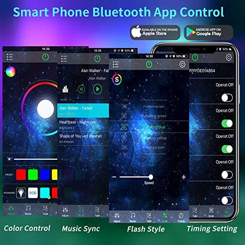 LED Strip Light 5M,Romwish 16.4FT RGB SMD 5050 Bluetooth Music Sync Smart Color Changing Rope Lights, 44 Keys Remote Control, Timing Function,with for Kitchen, Bedroom, TV, Party - Image 8