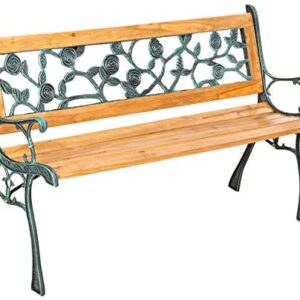 TecTake 3 Seater Wooden Slat Garden Bench Cast Iron Legs - different models - (Marina | No. 401424)