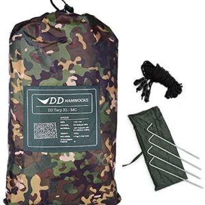 DD Hammocks - DD Tarp XL - MC: Extra Large 4.5m x 3m Camouflage And Waterproof Tarp For Hammock Camping or Group Shelter