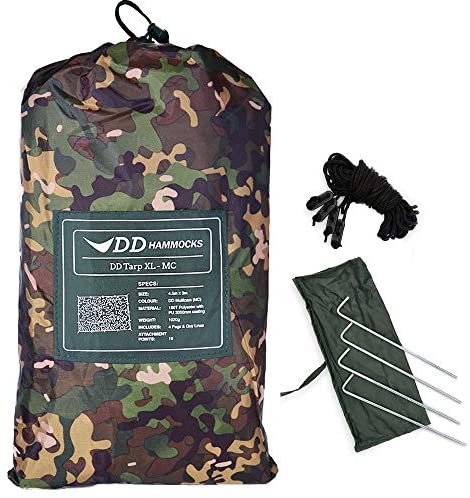 DD Hammocks - DD Tarp XL - MC: Extra Large 4.5m x 3m Camouflage And Waterproof Tarp For Hammock Camping or Group Shelter