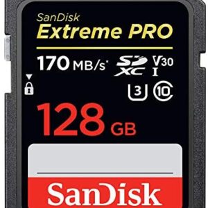 SanDisk Extreme PRO 128GB SDXC Memory Card up to 170MB/s, UHS-1, Class 10, U3, V30