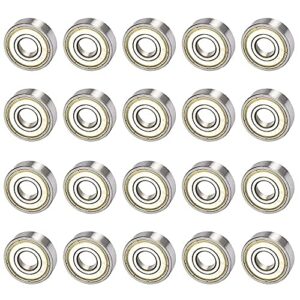 DELSEN 20 Pcs 608 ZZ Ball Bearings Carbon Steel Skateboard Bearings Sealed Radial Miniature Deep Groove Ball Bearing for Longboar, Kick Scooter Roller Skates