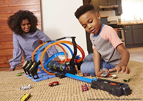 Hot Wheels Corkscrew Crash Track, 3 Motorized Speed Boosters, 3 Crazy Corkscrew Loop 14-inches High, 3 Crash Zones, Vehicle Storage, Ages 5+, FTB65 - Image 2
