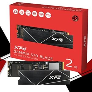 ADATA XPG GAMMIX S70 BLADE 2TB PCIe Gen4x4 M.2 2280 SSD 3D Graphics Processing High-End Gaming PC PS5 with or w/o heatsink