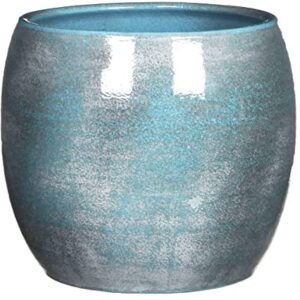 Gardenesque Metallic Blue Indoor Plant Pot | Glazed Indoor Planter House Decor | 3 Sizes (Large W: 24cm x D: 24cm x H: 22cm)