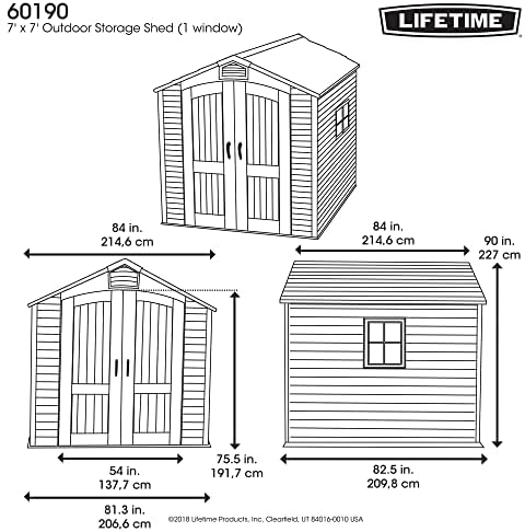 Lifetime 60190 7 x 7ft Heavy Duty Plastic Shed, Beige - Image 8