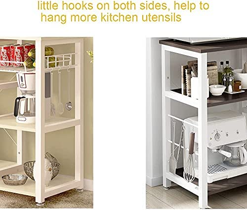 soges Kitchen Baker's Rack Utility Microwave Oven Stand Storage Cart Workstation Shelf with Basket Large Size,Millennium Oak,W5S-MP-SF - Image 4