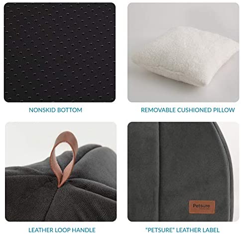 BEDSURE Cat Cave Bed Igloo - Small Cat Tent Bed House with Removable Washable Cushion Pillow Foldable Portable Pet Bed, Dark Grey, 35x35x38cm - Image 5