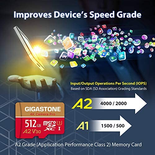 Gigastone Micro SD Card 512GB with SD Adapter + Mini-case, 4K Camera Pro, 4K UHD Video Recording, GoPro SD card Action Camera Drone Compatible, R/W up to 100/80MB/s, MicroSDXC UHS-I A2 V30 U3 Class 10 - Image 3