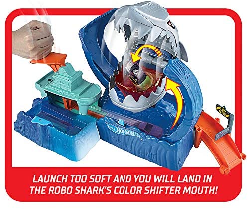 Hot Wheels City Color Changing Robot Shark Play Set, Includes One Hot Wheels Colour Shifting Vehicle, Connects to Other Hot Wheels Sets, Ages 3+, GJL12 - Image 4