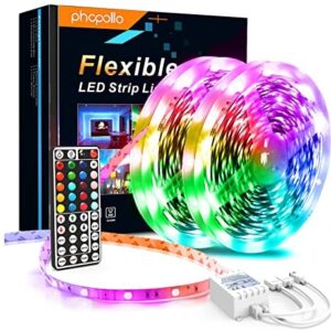 Led Strip Light, Phopollo 10m Led Light Strips with 44-Keys Remote, Flexible 5050 RGB Colour Changing Led Lights for Bedroom,Party(5Mx2)