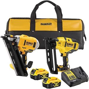 DEWALT DCK2046P2-GB DCK2046P2 18V Brushless Twin Nailer Kit with 2 x 5.0Ah Batteries & Charger in Bag, 18 V
