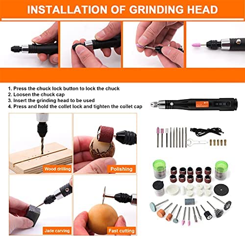 mlloaayo 105pcs Electric Engraving Tool Kit, Mini Electric Grinder Polishing Machine Marker Pen, Suitable For Cutting, Milling, Grinding, Cleaning And Drilling - Image 5