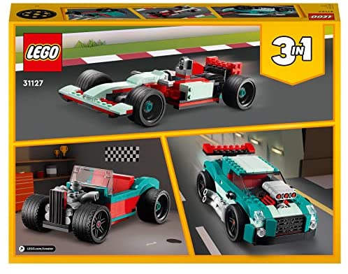 LEGO 31127 Creator 3in1 Street Racer: Race Car Toy to Muscle to Hot Rod Models, Vehicle Building Bricks Set, Gift for Boys and Girls 7 Plus Years Old - Image 7