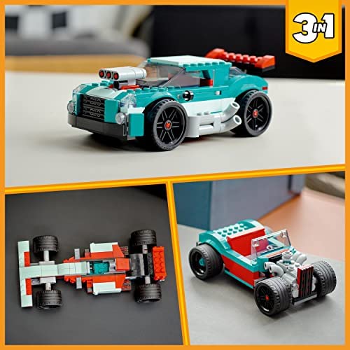 LEGO 31127 Creator 3in1 Street Racer: Race Car Toy to Muscle to Hot Rod Models, Vehicle Building Bricks Set, Gift for Boys and Girls 7 Plus Years Old - Image 5