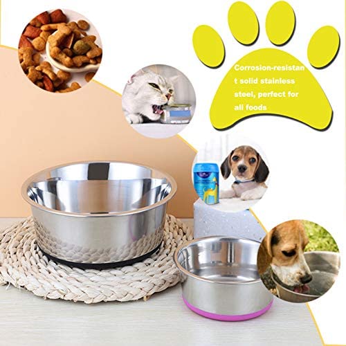 SUOXU Thick Stainless Steel Dog Bowls, Pet Feeding Bowls, Dog Cat Plate Bowls With Non-slip silicone Bases,Puppy cat Feeder Bowls and Water Bowls(S-14cm) - Image 4