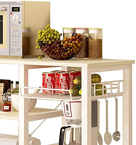 soges Kitchen Baker's Rack Utility Microwave Oven Stand Storage Cart Workstation Shelf with Basket Large Size,Millennium Oak,W5S-MP-SF - Image 5