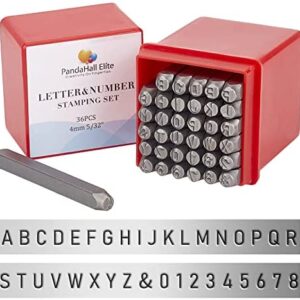 PandaHall Elite 36pcs Iron number Punch, Letter Alphabet A-Z and Number 0-9 Seal Stamps,Black,4mm Alphabet and number