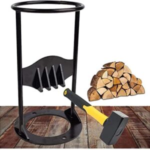 YAOJIA firewood splitter Handmade Cast Iron Firewood Kindling Splitter, Manual Log Wood Splitter,Quick Splitting Tool For Home Campsite With Hammer,Black (Color : Black)