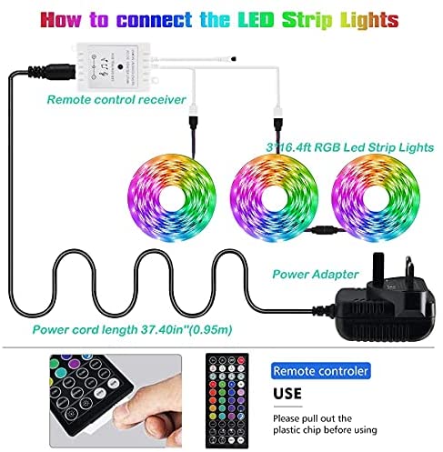 15m Led Lights, L8star RGB Led Lights for Bedroom SMD 5050 Bluetooth Music Sync Smart Color Changing Rope Lights, IR Remote Control,with for Kitchen, Bedroom, TV, Party - Image 7