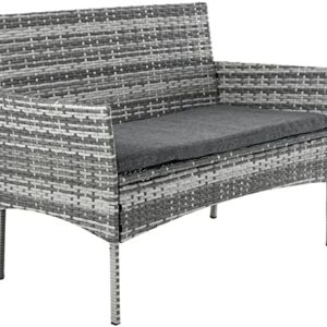 Azuma Grey Rattan 2 Seater Garden Bench Outdoor Furniture Steel frame Woven Cover