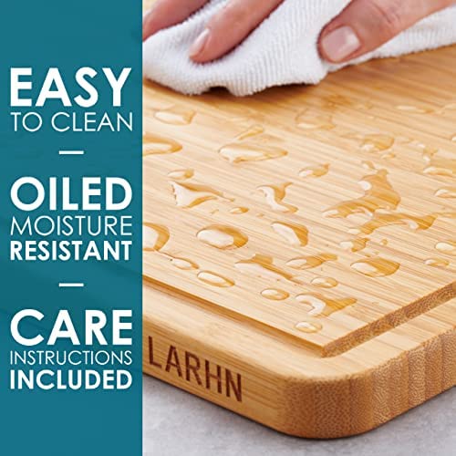 LARHN Premium 2-in-1 Extra-Large Wooden Chopping Board & Serving Tray – 44x30x2cm – Multi-Purpose Bamboo Cutting Board with Juice Groove for Carving Meat, Vegetables, Cheese and Bread - Image 5
