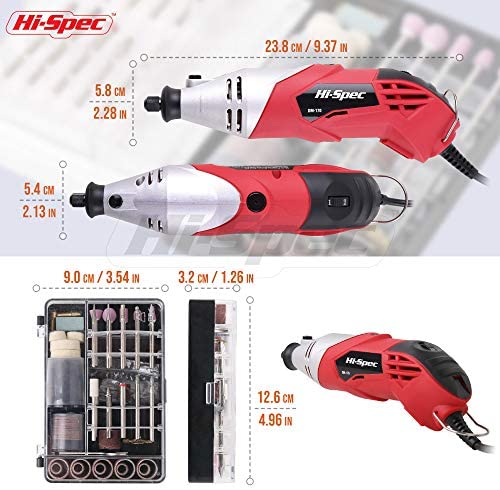 Hi-Spec 121 Piece 170W 1.4A Corded Rotary Power Tool Kit Set with Dremel Compatible Bit Accessories. Drill, Cut, Trim, Grind & Sand in DIY Repairs, Hobbies & Craftwork - Image 4