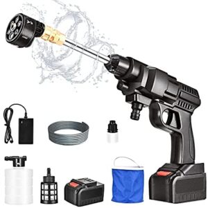 S SAMUTOP Cordless Pressure Washer Cleaner with 2 Batteries, 28 Bar/400 PSI 6-In-1 Nozzle 4.0Ah Lithium Battery Portable Lightweight Electric High Pressure Jet Washer Gun for Patio,Car, Garden, Window