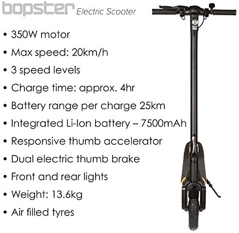 bopster Electric Scooter for Adults 350W 36V 20km/h Motorised Long Range Folding e-scooter - Image 8