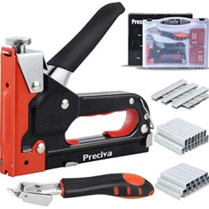 Staple Gun Kit, Preciva 3-in-1 Heavy Duty Stapler Gun Kit, Hand Steel Nail Gun with Staple Remover and 3-Way 2400 PCs Staples for Upholstery, Fixing Material, Decoration, Carpentry, Furniture