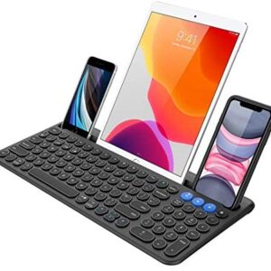 Arteck Universal Bluetooth Keyboard Multi-Device Built-In Cellphone Cradle Wireless Keyboard for Windows, iOS, Android, Computer Desktop Laptop Surface Tablet Smartphone Built-in Rechargeable Battery