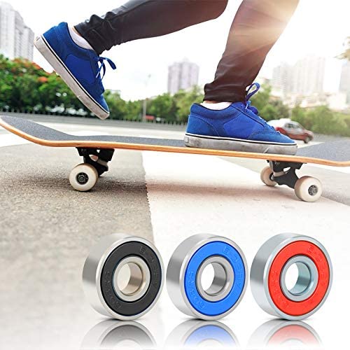CHIFOOM 30pcs 608RS Skateboard Bearings,Roller Skate Wheels Scooter Abec-9 Rubber Sealed Metal Spare Bearing for Longboard Stunt Scooters Inline Skates (Black Blue Red) - Image 2