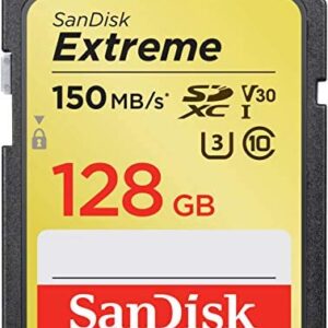 SanDisk Extreme 128 GB SDXC Memory Card, Up to 150 MB/s, Class 10, U3, V30