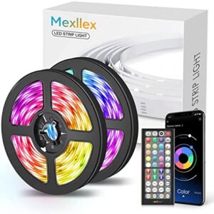 LED Strip Lights 15M (2X 7.5M) Music Sync Color Changing RGB LED Strip 44-Key Remote, Sensitive Built-in Mic, App Controlled LED Lights, 5050 RGB LED Light Strip(APP+Remote+Mic+4 Button Switch)