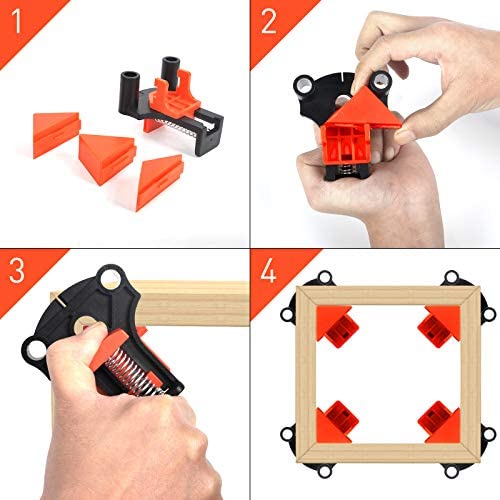 Angle Corner Spring Clamps for Woodwork: Adjustable 60 90 120 Degree Woodworking Tools Clamp Kit - DIY Jig Clip Set Tool for Wood Working Welding Drilling Picture Photo Frame Molding - Image 4