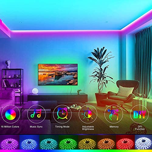 LED Strip Lights 10M, Music Sync RGB LED Strip Lighting for Bedroom Color Changing SMD 5050 Rope Strip Lights for Home, Desk, Dorm, Cabinet, TVs, Kitchen, Party(44 Keys Remote+ Mic Control) - Image 2