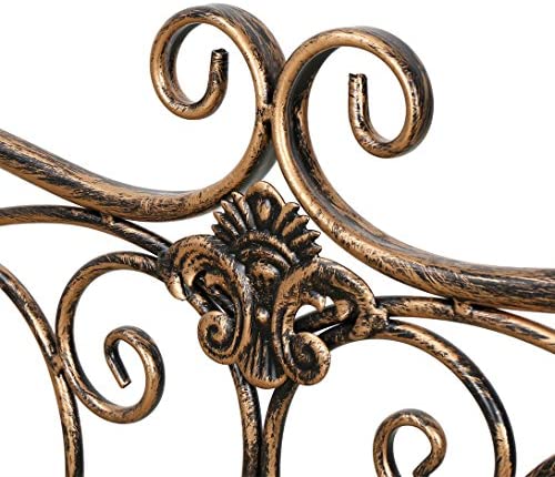 HLC Metal Garden Bench Seat Furniture Outdoor Leisure Bench Loveseat for Garden, Patio, Park, Porch and Yard (Brown) - Image 7