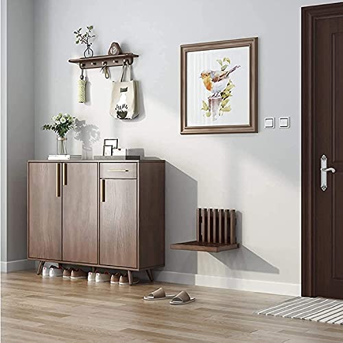 GFDGDS Solid Wood Shower Bench Seat Foldable Wooden Wall Mounted Chair Fold Up Bathroom Stool Seating Invisible Hanging Stool For Doorway Household Entrance (Color : Walnut) - Image 2