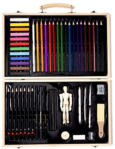 Elements Wooden Art Set with Mannequin - Professional Artists Colouring, Painting, Drawing and Sketching Supplies Case Kit for Beginners for Artists, Adults, and Kids - Image 3