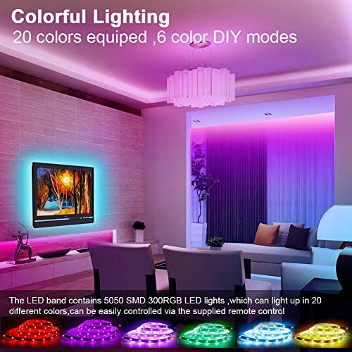 LED Strip Lights with Remote 5M,Romwish Flexible Color Changing Led Lights for Bedroom, 5050 RGB Led Tape Lights with 44key IR Remote, 24V Power Supply RGB Led Light for Room, Bar, TV, Kitchen, Party - Image 3