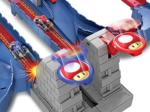 Hot Wheels Mario Kart Bowser’s Castle Chaos Modular Track with Side by Side Racing Lap Flags and Bowser Figure Connects to other sets Gift idea for Ages 3 years and older - Image 4