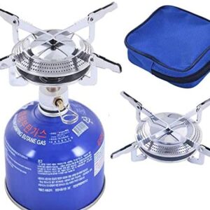 HANGYAN Camping Gas Stove Portable, Camping Gas Stove Mini Pocket One-Piece Gas Burner Cooking Folding Burner Titanium Camping Cookware Set for Outdoor Picnic Camping BBQ-17x7cm