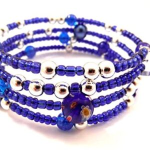 Julz Beads Memory Wire Bracelet Jewellery Making Kit Blue with Instructions K0012L