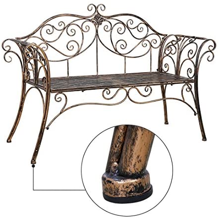 HLC Metal Garden Bench Seat Furniture Outdoor Leisure Bench Loveseat for Garden, Patio, Park, Porch and Yard (Brown) - Image 8