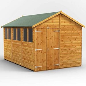 POWER Sheds wooden shed. 12x8 apex wooden garden shed. Double door shed 12 x 8.